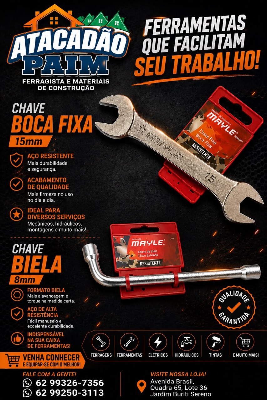 Chaves boca fixa e biela Mayle