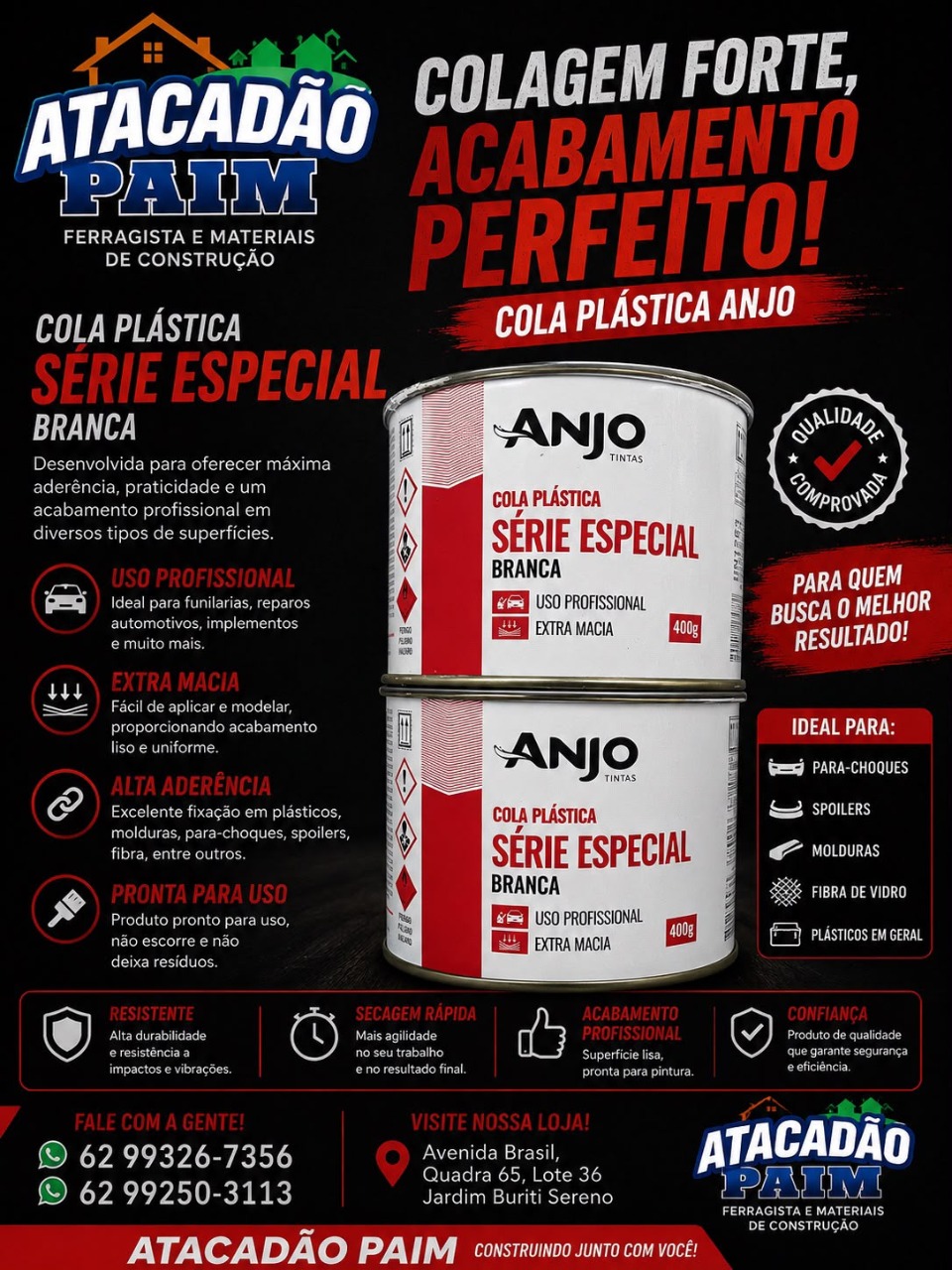 Cola plástica Anjo Série Especial branca
