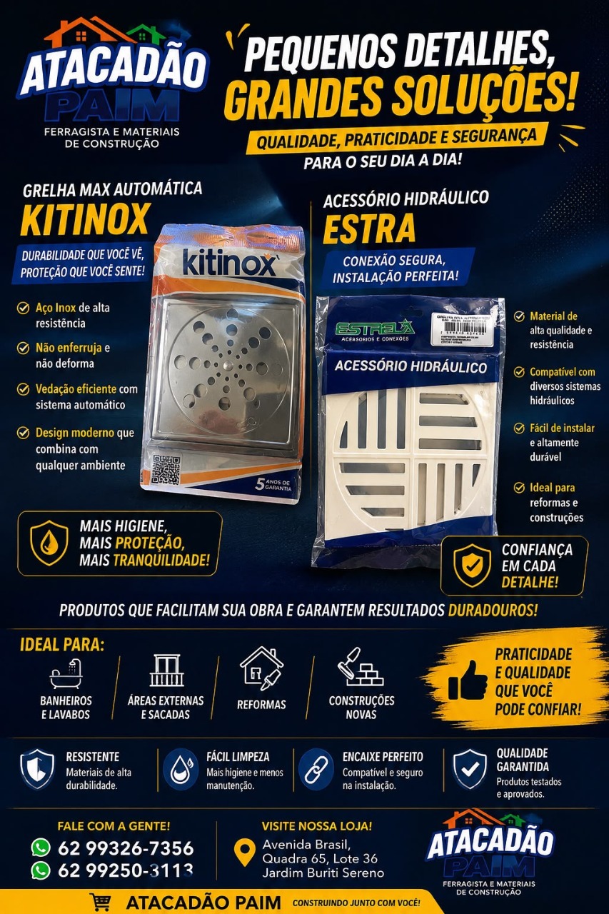 Grelhas e acessórios hidráulicos Kitinox e Estra