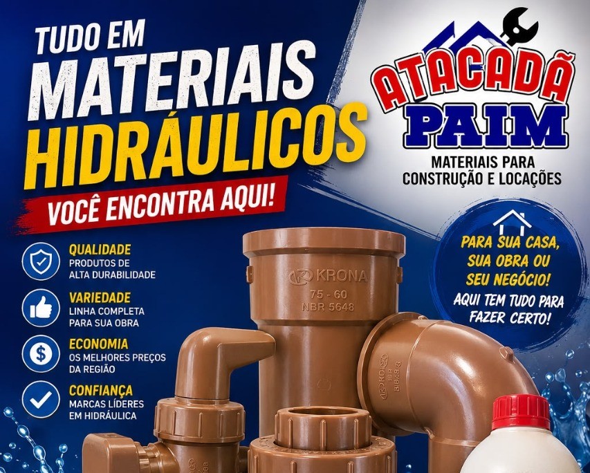 Linha de materiais hidráulicos do Atacadão Paim