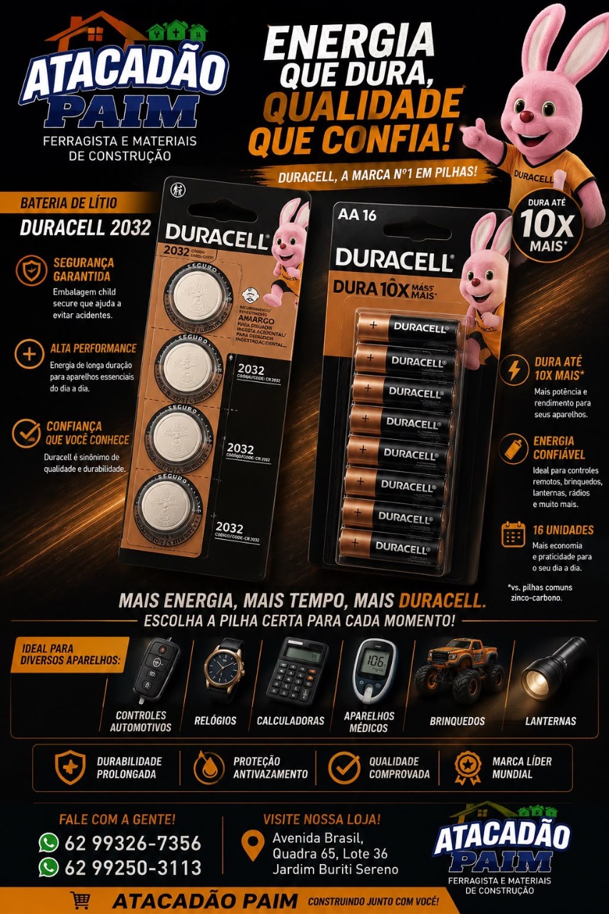 Pilhas AA e baterias de lítio Duracell