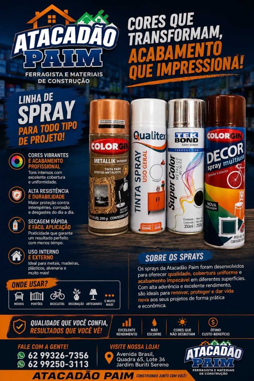 Linha de tintas spray para diferentes projetos
